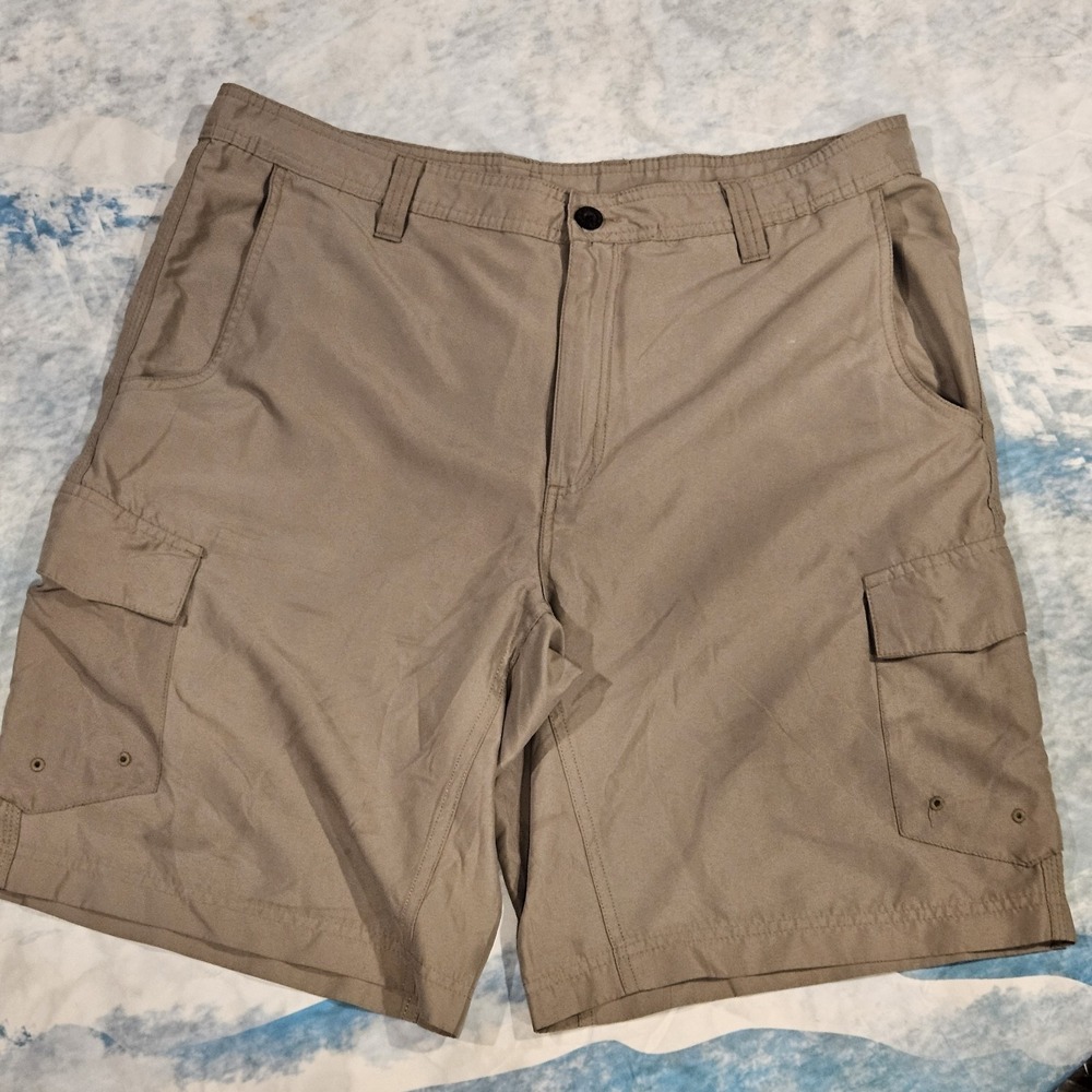 Magellan Outdoors Mens Cargo Shorts 36 Khaki Water Repellent Hiking Fishing